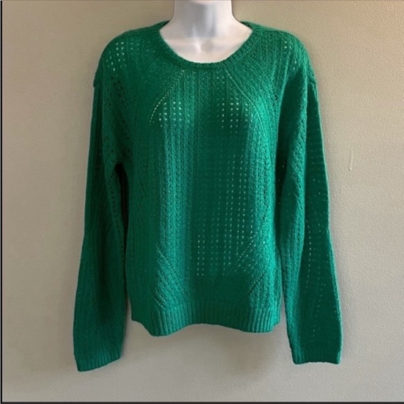 Sanctuary Hole in One Pointelle Sweater in Emerald NWT - Picture 3 of 6